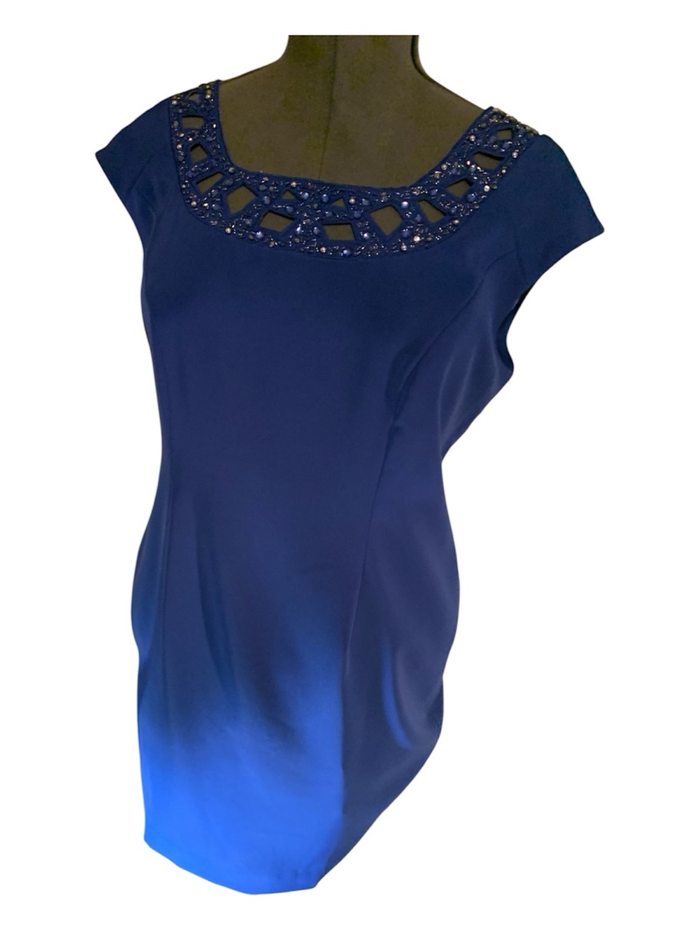 Beaded Navy Blue Cap Sleeve Women’s dress